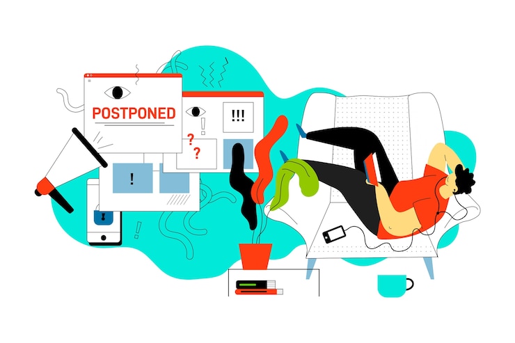 Free Vector stay at home and postponed activities