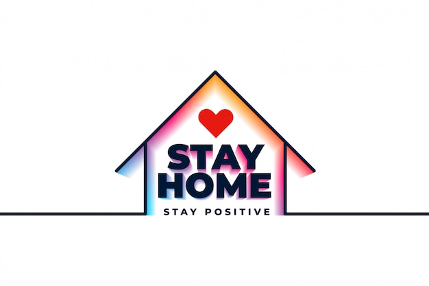 Free vector stay home quarantine poster with house and heart