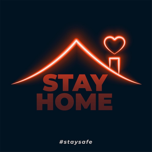 Free vector stay home stay safe neon style concept background