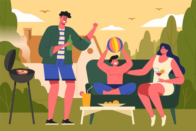 Free Vector staycation in the backyard concept