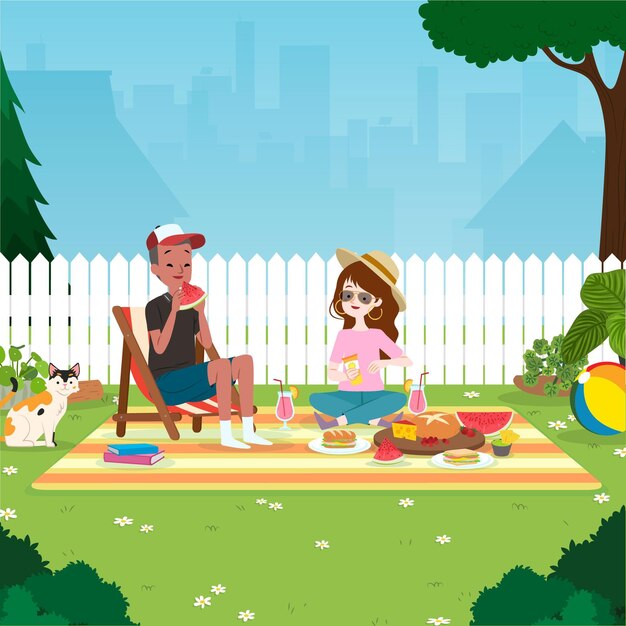 Staycation in the backyard illustration