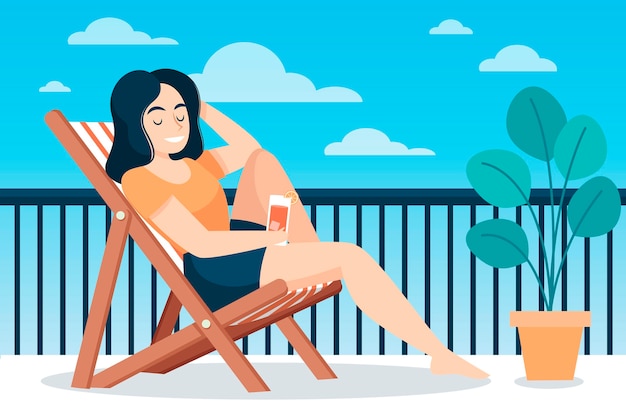 Free vector staycation at home balcony