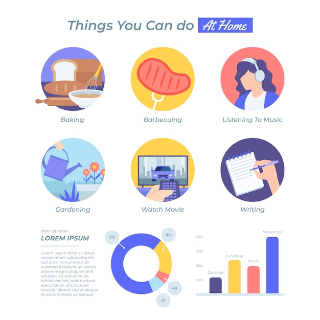 Free vector staying at home concept infographic