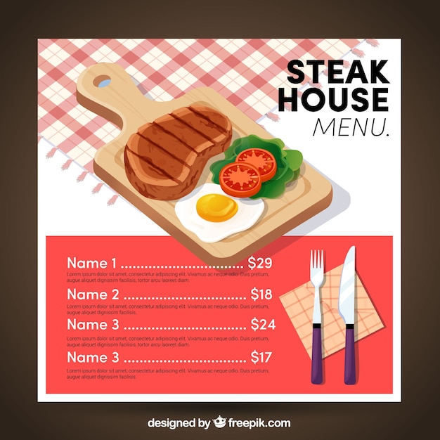 Steak house menu template