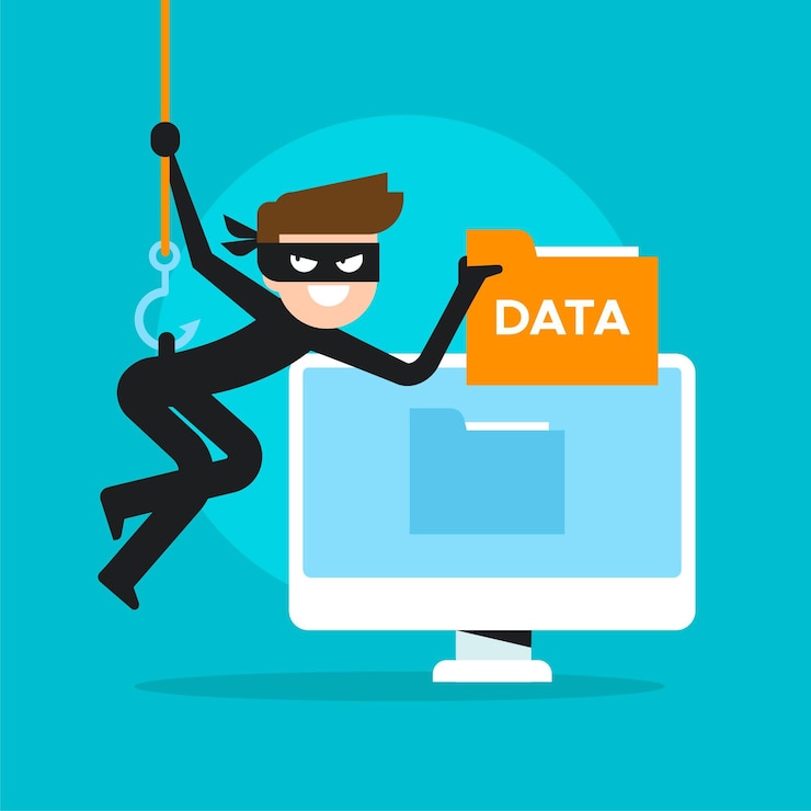 Free Vector steal data concept with cyber thief