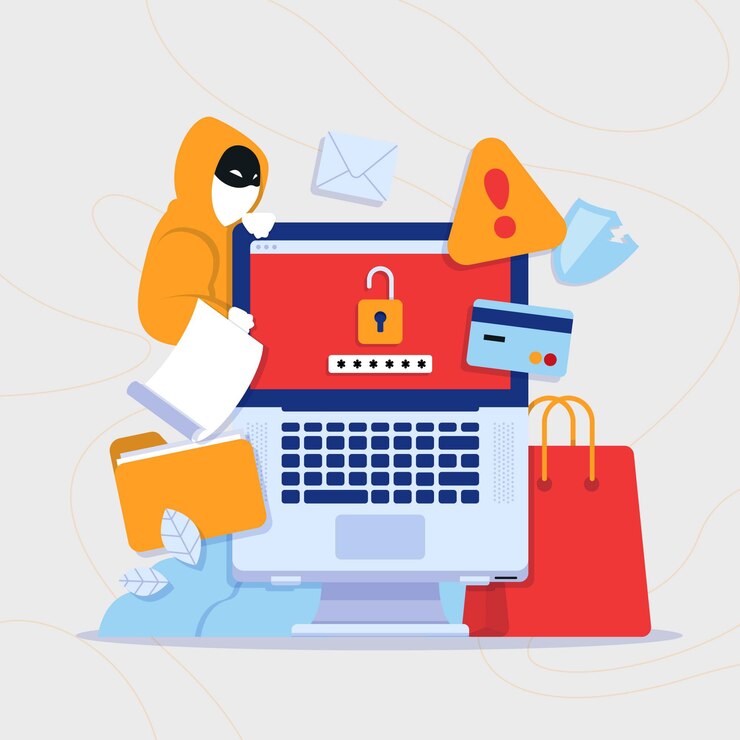 Free Vector steal data cyber attack concept