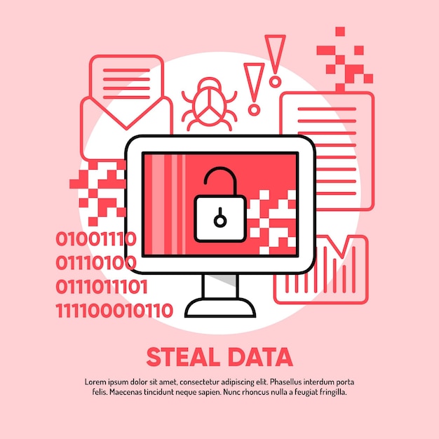 Бесплатное векторное изображение Дизайн иллюстрации кражи данных