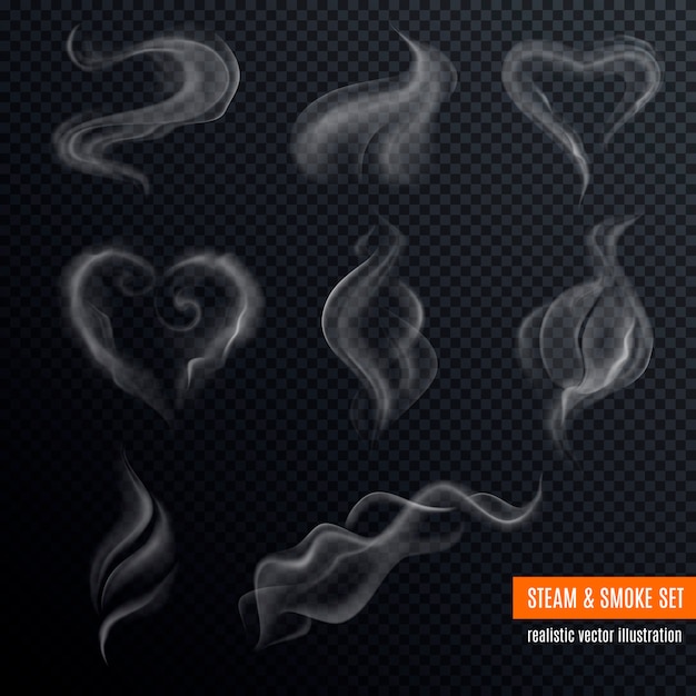 Free vector steam smoke realistic set