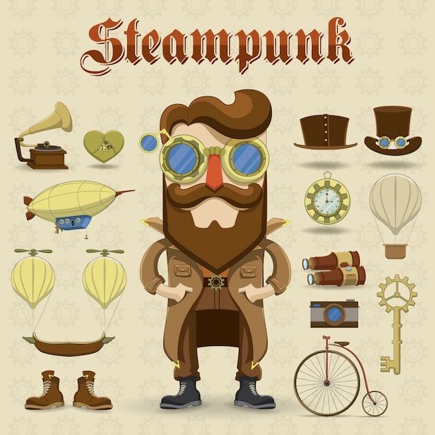 Vettore gratuito charater steampunk