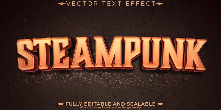 Free Vector steampunk editable text effect editable retro and mechanical text style