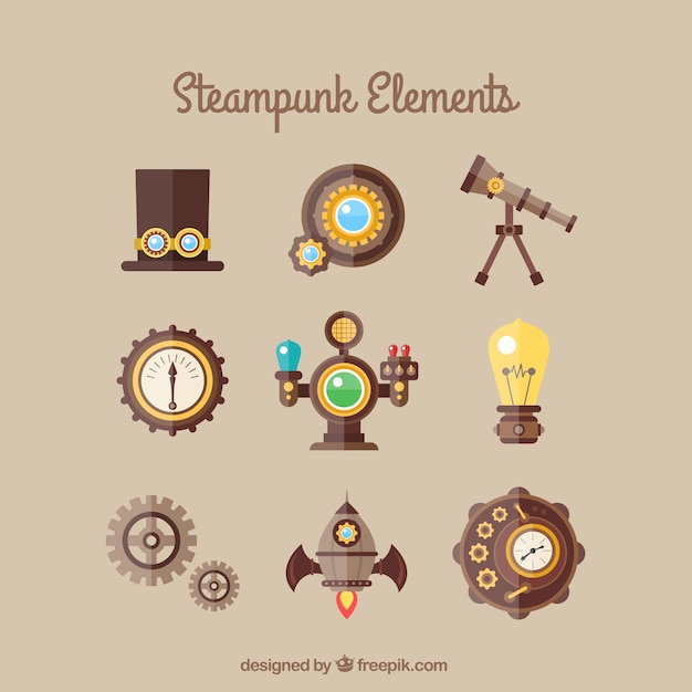 Free vector steampunk element collection