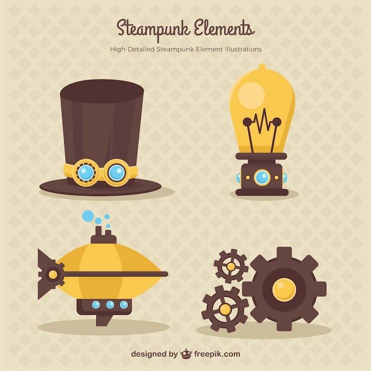 Бесплатный Вектор steampunk элементы установить