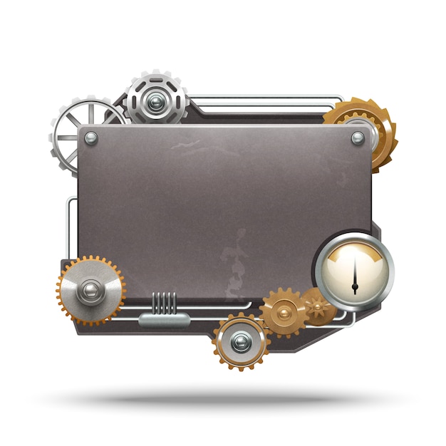 Steampunk frame in vintage style on white background 