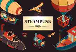 Free vector steampunk horizontal illustration