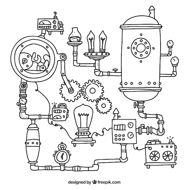 무료 벡터 steampunk 기계 배경