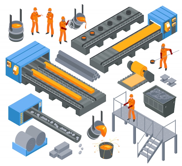 Free vector steel industry isometric set