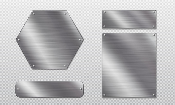 Free Vector steel metal tag plate with rivets