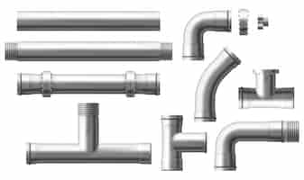 Free vector steel pipes bolted connectors realistic vector set