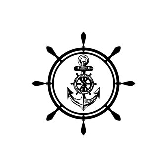 Векторная иконка якоря рулевого корабля дизайна шаблона морской иллюстрации