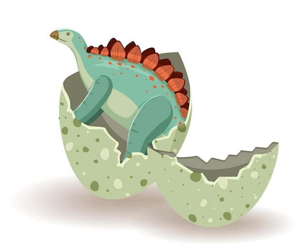 Stegosaurus hatching from egg