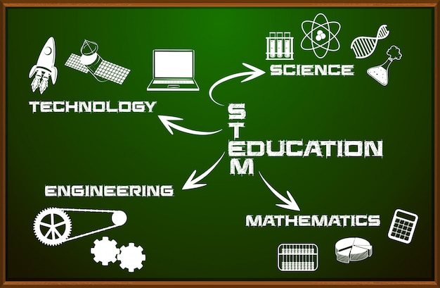 Free vector stem education on chalkboard