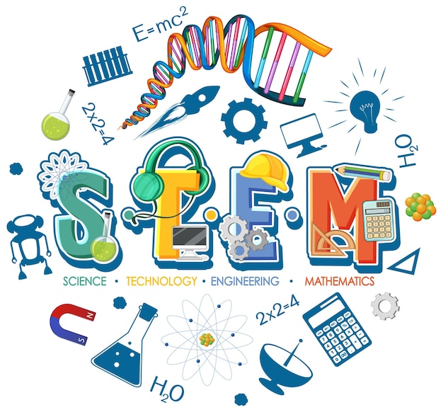 Free vector stem education logo with icon ornament elements