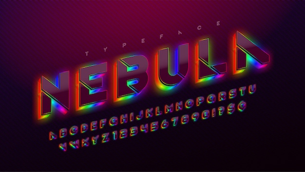 Stencil futuristic sci-fi alphabet, extra glowing space design