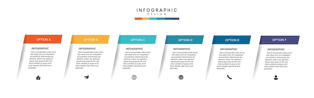 Шаги бизнес-хронологии процесса дизайна инфографического шаблона с иконками