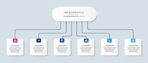 Шаги бизнес-хронологии процесса дизайна инфографического шаблона с иконками