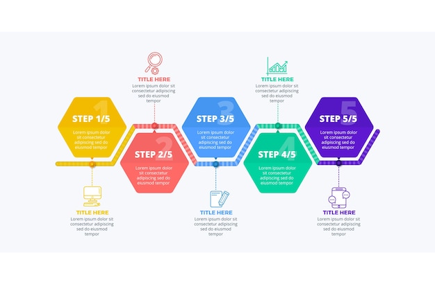 무료 벡터 단계 infographic 컬렉션 개념