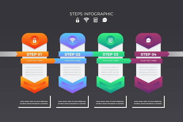 Vettore gratuito progettazione di raccolta infografica passi