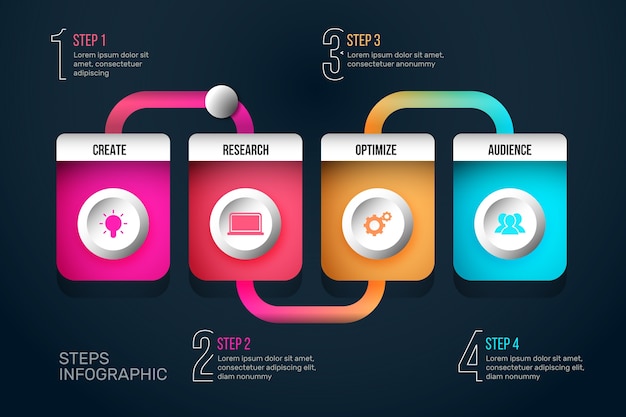 Free vector steps infographic concept progress