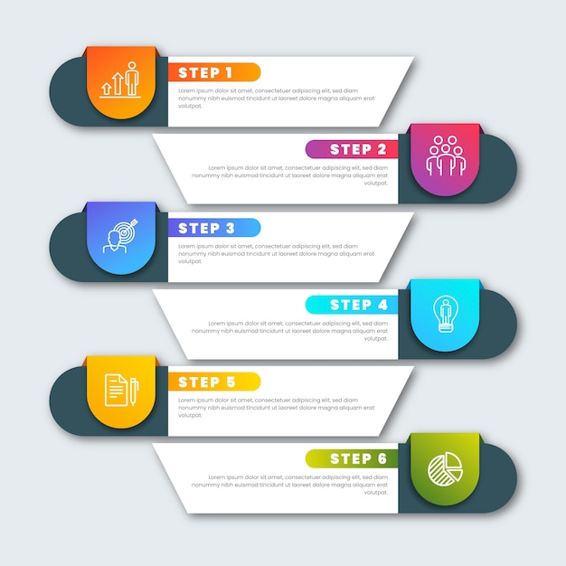 無料ベクター 手順インフォグラフィックグラデーションテンプレート
