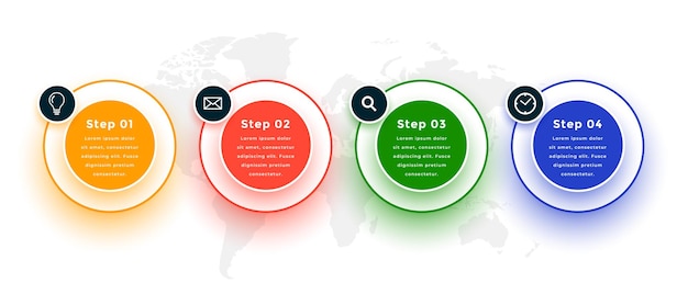 Steps infographic template design in circle style