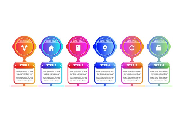 단계 infographic 템플릿 그라디언트