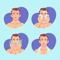 Free vector steps of men skincare routine