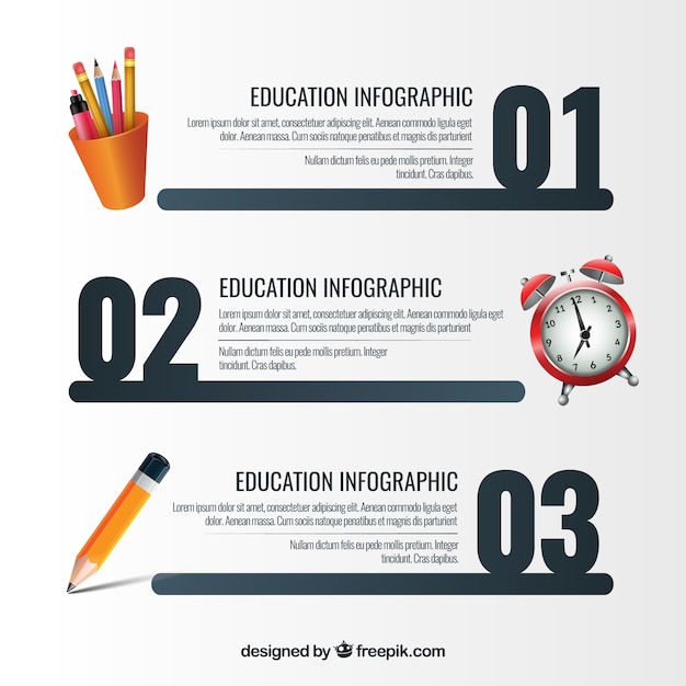 Steps Template with Elements of School (Free Vector Illustration)