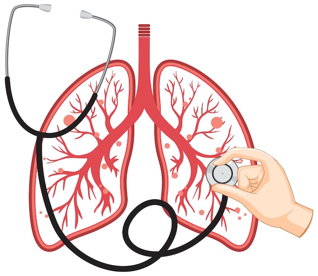無料ベクター 聴診器と肺のアイコン デザイン