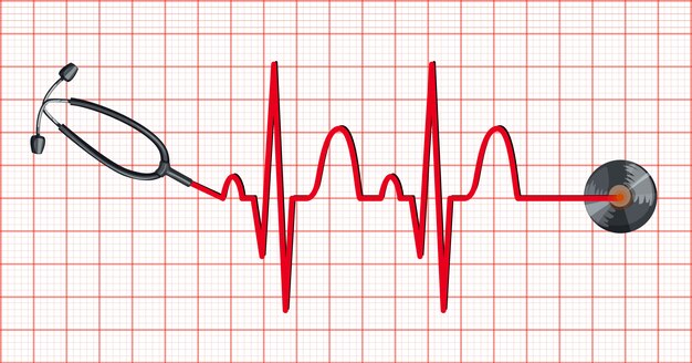 Stethoscope and heartbeats on graph paper