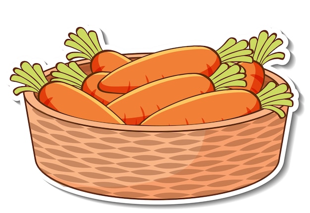 Free vector sticker basket with many carrots