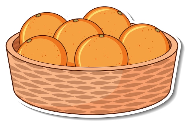 Free vector sticker basket with many oranges