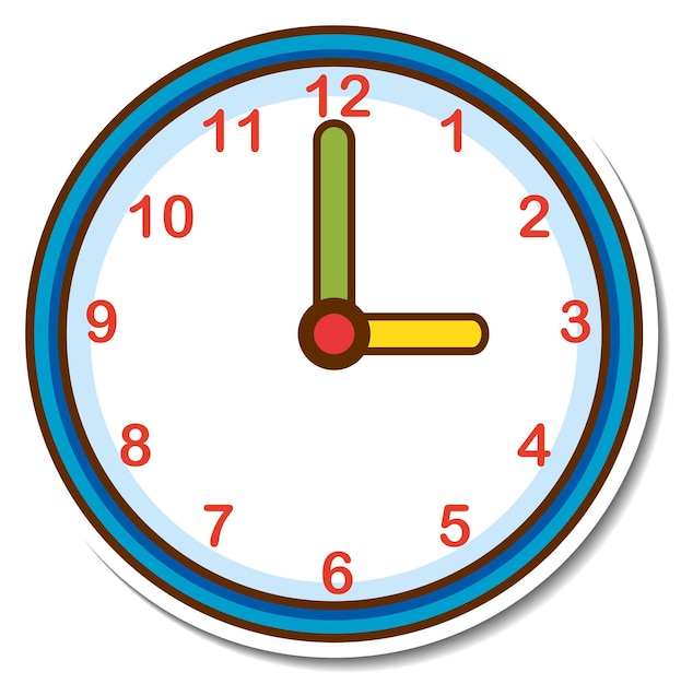 Free vector sticker clock on white background