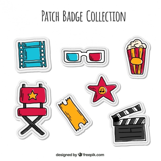 Free vector sticker collection of hand-drawn film