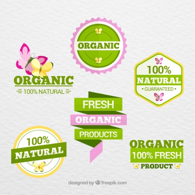 Free vector sticker collection of organic products