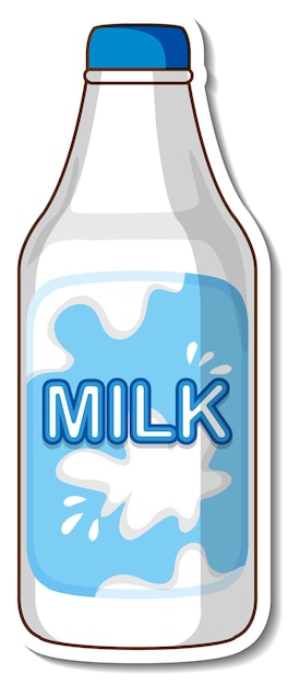 Free vector sticker dairy milk bottle on white background