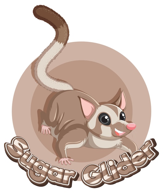 Free vector sticker design for sugar glider