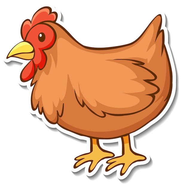 무료 벡터 고립 된 닭 스티커 디자인