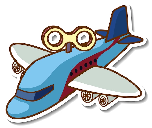 Free vector sticker design with airplane isolated