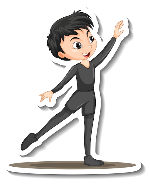 Free vector sticker design with a ballerin boy dances cartoon character