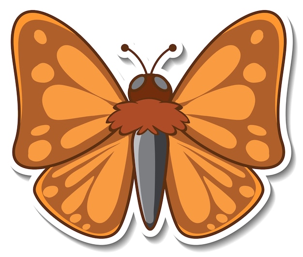 고립 된 아름 다운 나비와 스티커 디자인